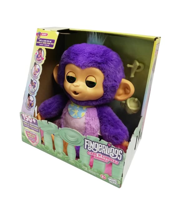 Care n Cuddles Monkey Interaktiv Apa Purple Fingerlings