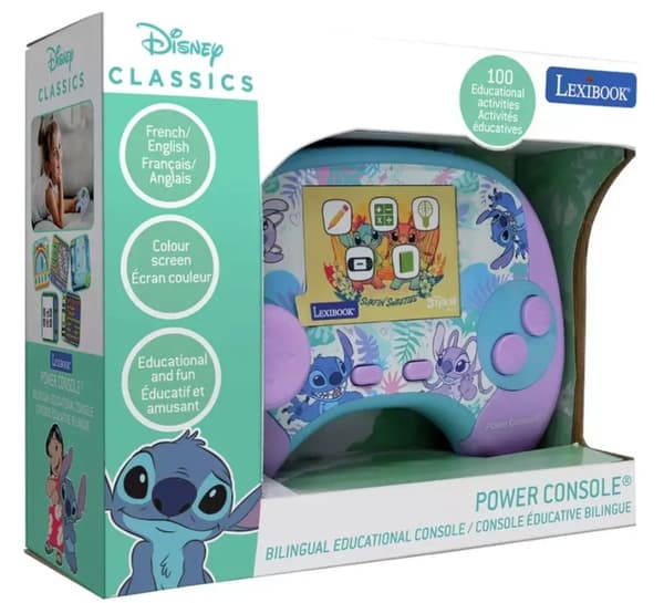 Lexibook Power Console® Stitch pedagogisk håndholdt tospråklig talende konsoll (JCG100Di1)