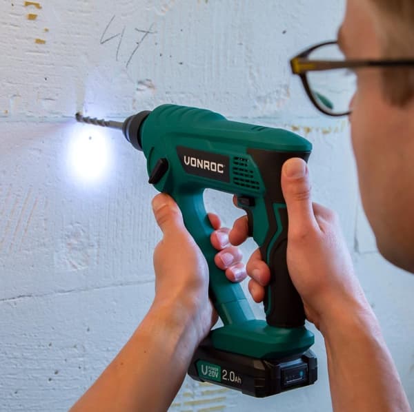 VONROC Borehammer 20V - Pneumatisk - 1.3 Joule | Solo | Ekskl. akku og oplader