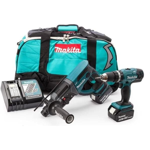 MAKITA Slagborr, SDS plus DLX2025M mejselborr med 2 x 18V 4Ah Li-ion-batterier och bärväska