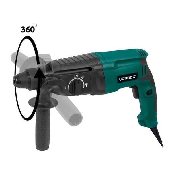 VONROC 800W borrhammare - 3 joule - SDS plus - Växelchuck - Tillbehör ingår