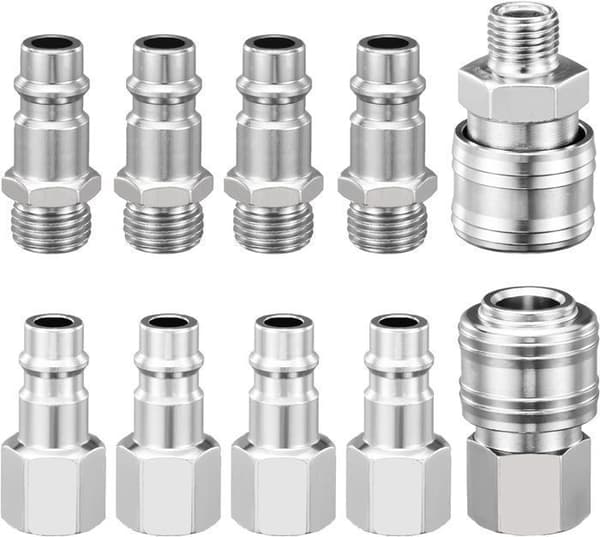 10 st Kompressorkopplingar 1/4" BSP, tryckluftssnabbkoppling, 1/4" BSP snabbkoppling för rör hankontakt