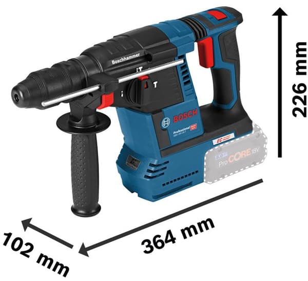 SDS Plus 18V GBH 18V-26 F 2.6J perforator (utan batteri eller laddare) i L-BOXX box - BOSCH - 0611910001