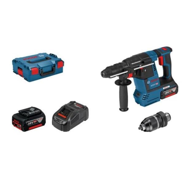 SDS Plus Bosch Professional GBH 18V-26F borrhammare, med 2 6.0Ah batterier, Laddare, i Lboxx - 0611910002