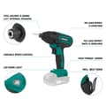 Miniatyrbild 4 av 7: VONROC Slagskruvdragare 20V – 180Nm – Inkl. 2x 2.0Ah batterier, snabbladdare, bits, hylsadapter & LED-ljus – VPower-serien