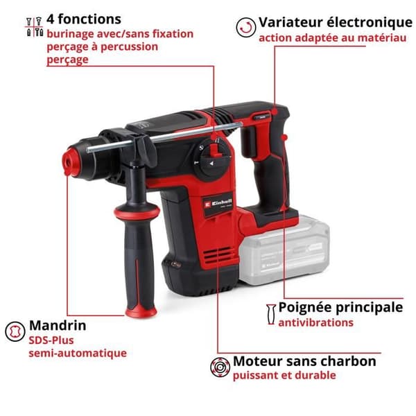 Einhell Professional Sladdlös Borrhammare TP-HD 18/26 Li BL-Solo Power X-Change (18V, 2,6J) Levereras utan batteri eller laddare.