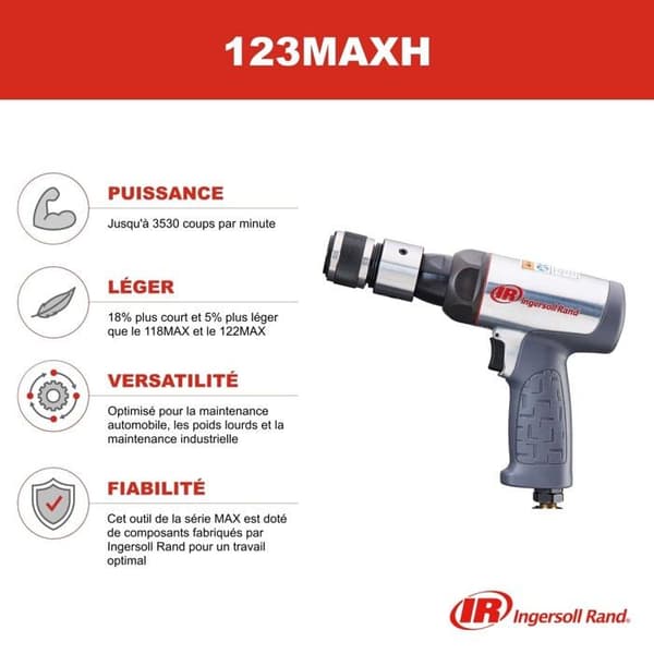 Ingersoll-rand - 123MAXH - Ingersoll Rand, pneumatisk hammarsats med kort pipa, sexkantigt skaft