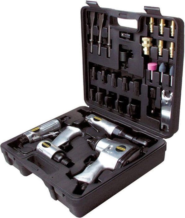 34 delar pneumatiskt kit - STANLEY - Slagnyckel, brythammare, pneumatisk slipmaskin - Silver