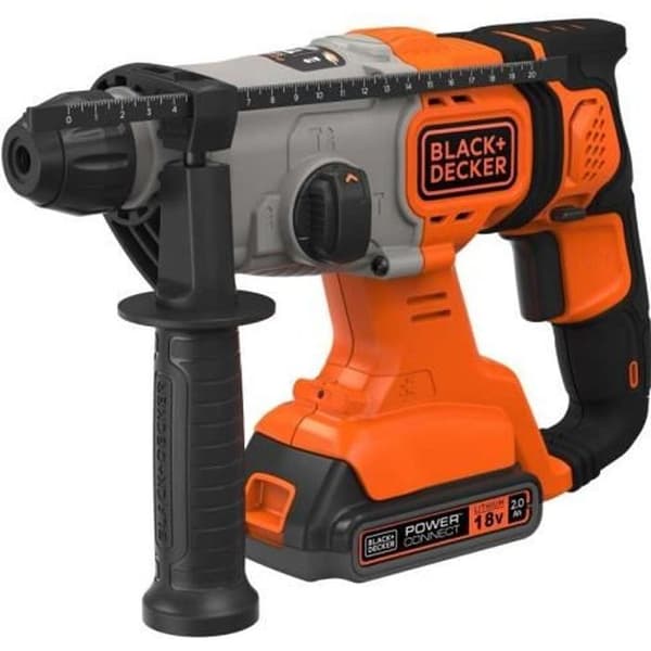 Sladdlös hammare 18V SDS+ 1,2 Joules Batteri 2Ah BLACK+DECKER BCD900D1S-QW LED-belysning Mjuk väska B+D