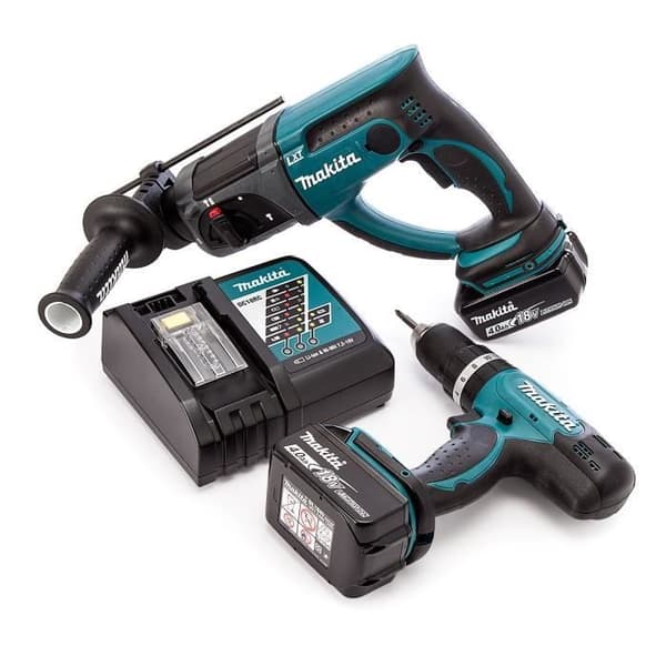 Combopack Borrmaskin och Mejsel SDS-Plus 18V (2x4,0 Ah) - MAKITA DLX2025M