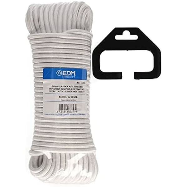 Elastisk gummitråd - EDM - 20 m - Högspänning - Kaliber 6 mm - Neutral färg