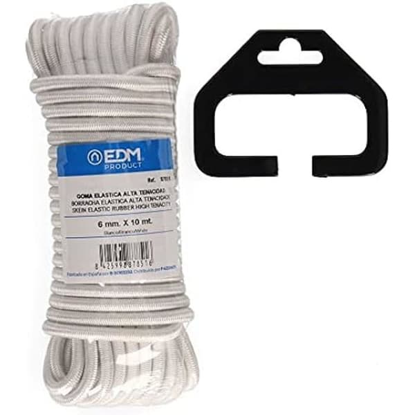 Trä 10 m - EDM - High Tension Elastisk Gummi - 6 mm - Neutral Färg