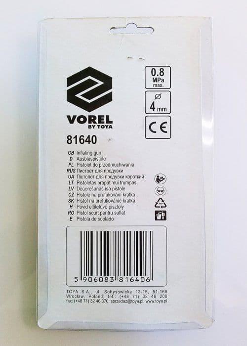 Tillbehör för däck Vorel - 81640 - Blåspistol med kort munstycke ()