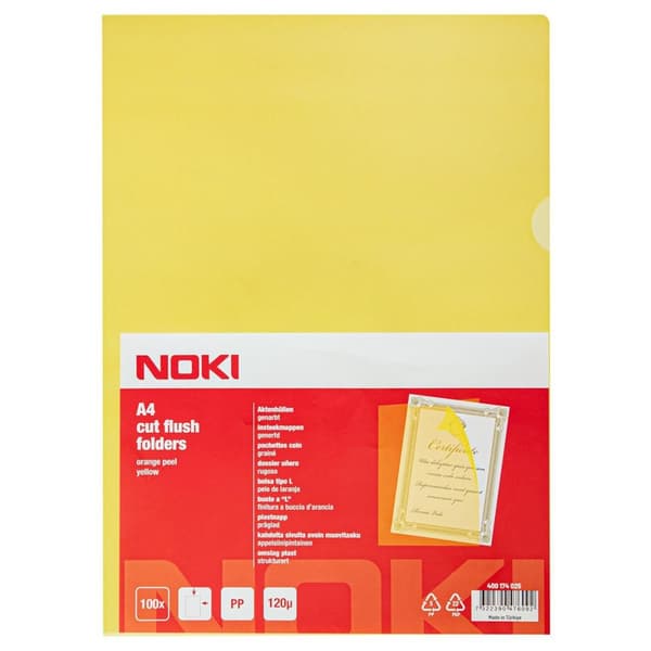 Aktmapp NOKI A4 0,12 gul 100/fp