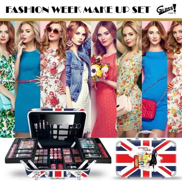 Sminklåda - GLOSS - London Collection - 62 delar - Resväska format - Svart