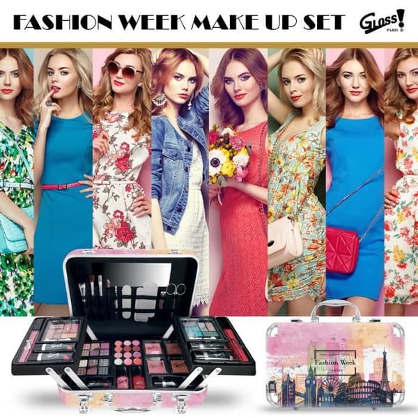 Sminkset - GLOSS - Fashion Victim - 48 delar - Rosa - Inkluderade tillbehör