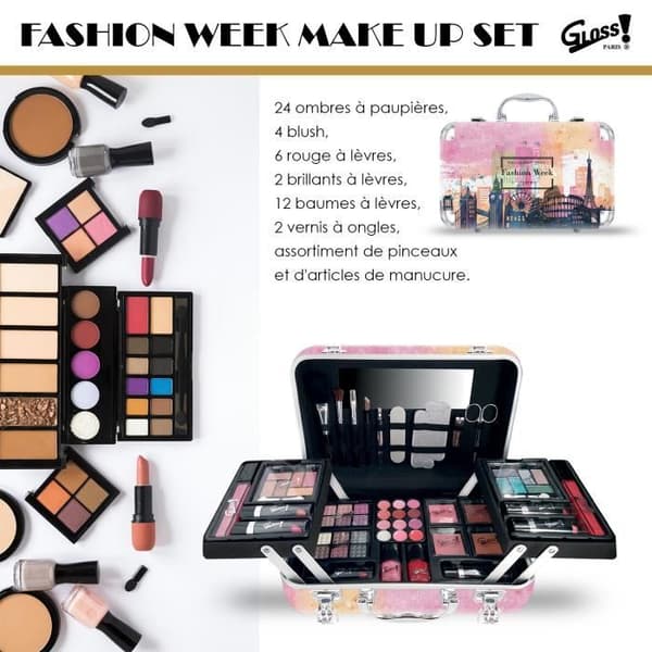 Sminkset - GLOSS - Fashion Victim - 48 delar - Rosa - Inkluderade tillbehör