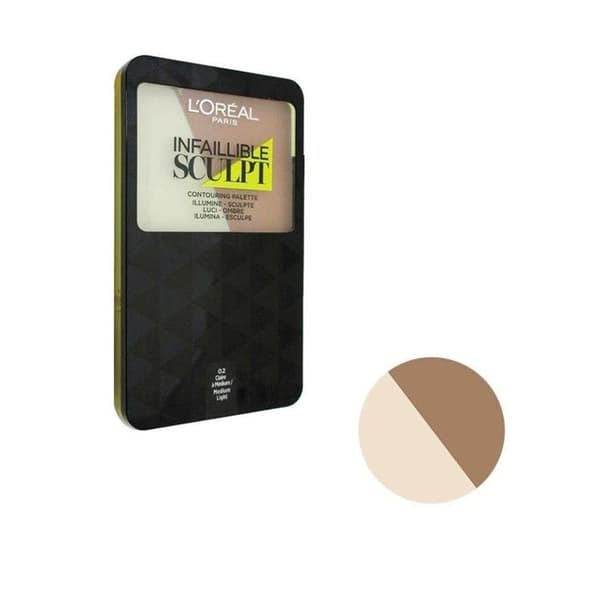 Palettkonturering - LOREAL - Infaillible Sculpt - Nummer 02 - Ljus till Medium - Kräm-pulver konsistens