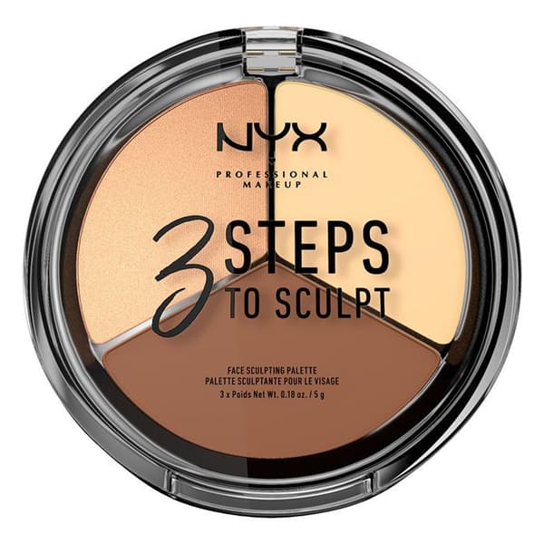 NYX Professional Makeup Contouring - 3 steg för att skulptera ansiktsskulpturpalett - Lätt
