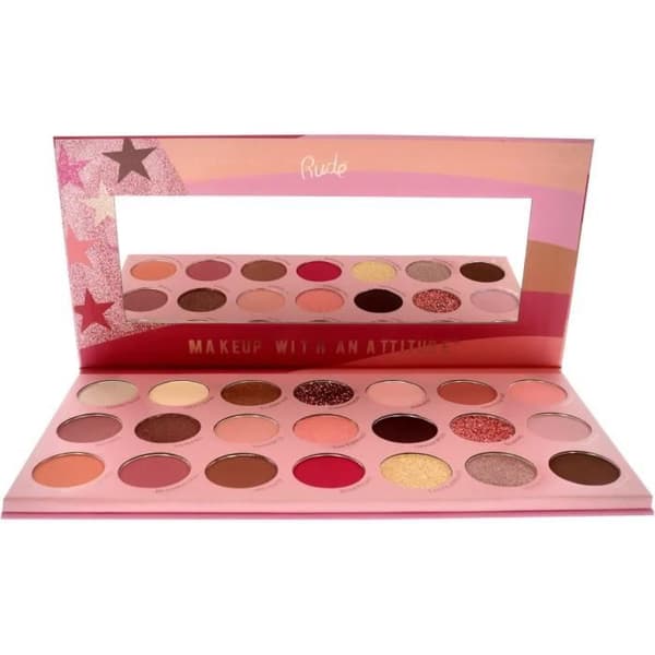 Rude Cosmetics United Pinky Nudes - 21 Palett med Pressade Pigment och Skuggor för Kvinnor 0.74 oz Ögonskugga