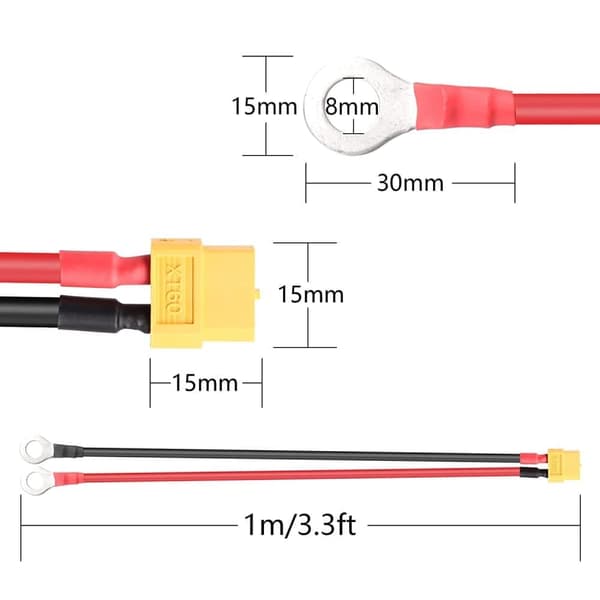 XT60 A O rengasliitin XT60 naaras O-rengas 1Mt 12AWG silikonilangalla, FPV Drone Racingille (1Mt) - Lisävarusteet kaukosäätimen lelukaapeliin