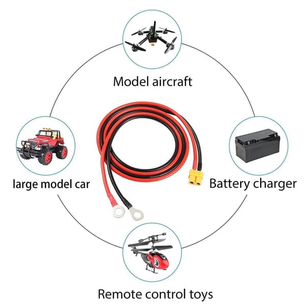 XT60 A O rengasliitin XT60 naaras O-rengas 1Mt 12AWG silikonilangalla, FPV Drone Racingille (1Mt) - Lisävarusteet kaukosäätimen lelukaapeliin