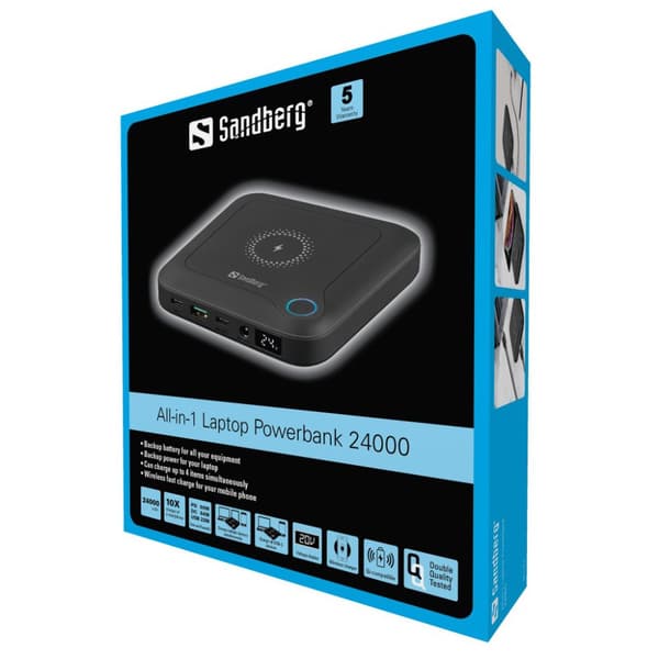 Sandberg All-in1 Laptop Powerbank 24000 musta