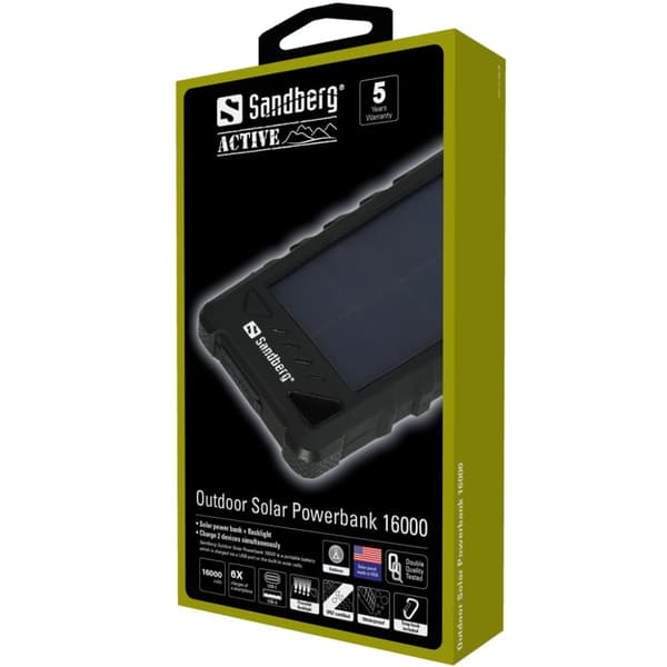 Sandberg 420-35 Outdoor Solar Powerbank 16000mAh Sort