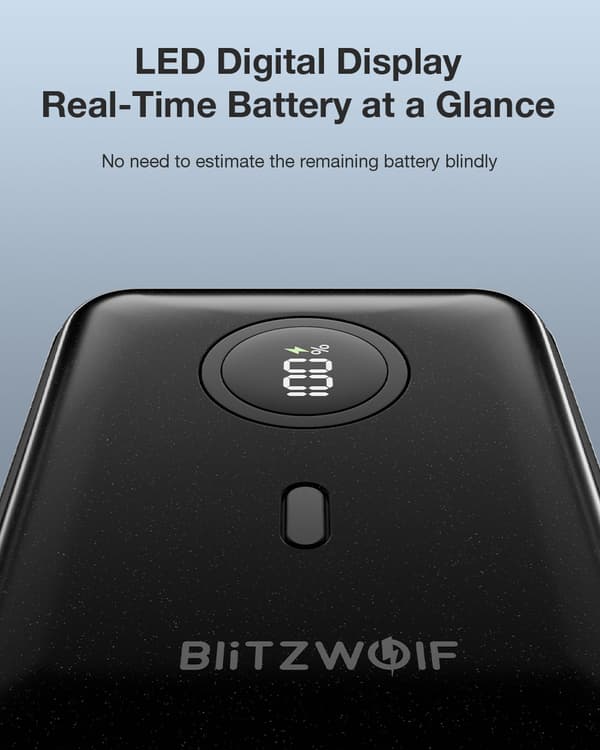 BW-P21 10000mAh 22,5W Supersnabbladdning QC3.0 PD3.0 Digital Display Bärbar Mini Power Bank för iPhone 16 15 14 Pro Max för Xiaomi/Samsung/Huawei