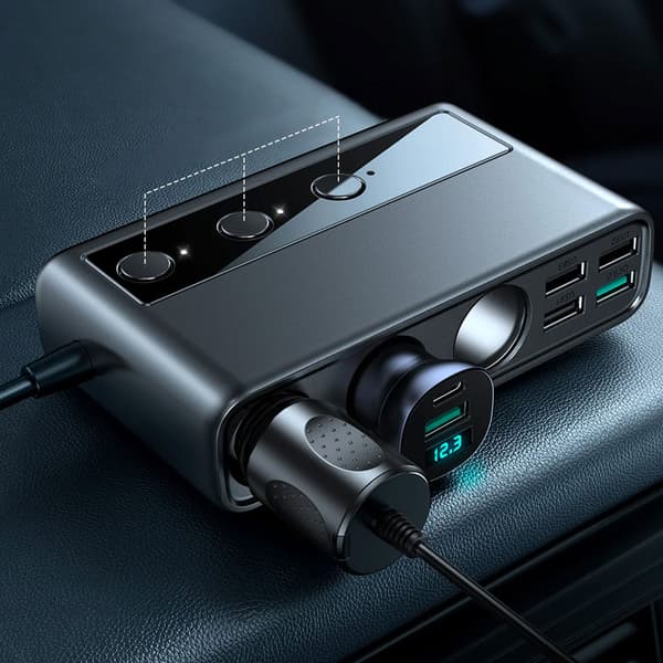 Joyroom 9in1 Laptop-oplader til bilen 154W - 5x USB, 1x USB-C, 3xCigar-stik