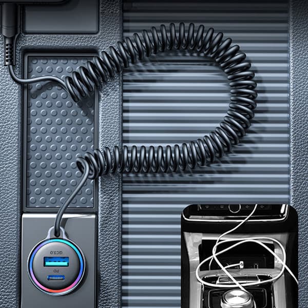 Joyroom autolaturi USB, USB-C & USB-C kaapelilla 1.5m 55W