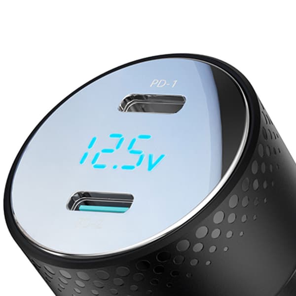 Joyroom autolaturi 2x USB C 70W LED-näytöllä varustettuna