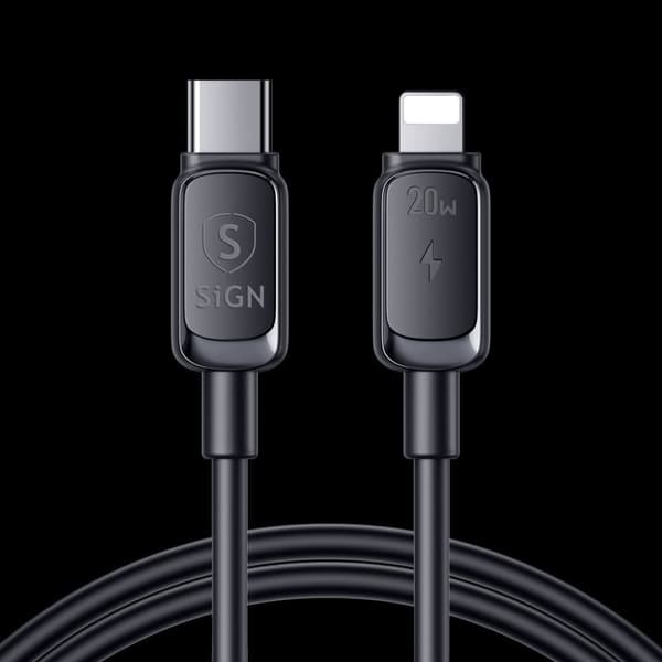 SiGN USB-C till Lightning Kabel 20W, 2m - Svart