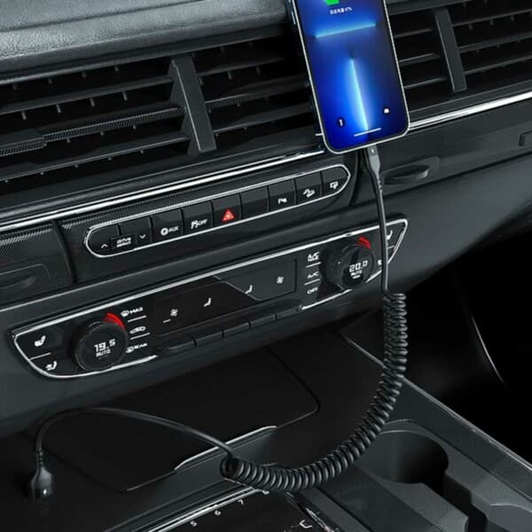 USB Lightning Spiralkabel 3A Hurtiglading 1,5m Hvit