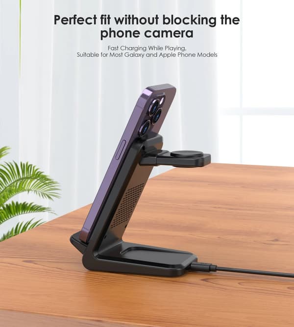 Choetech T608-F 4-i-1 trådløs lader (Apple og Samsung enheter), svart