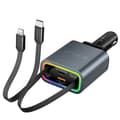Pikkukuva 7 / 7: Sisäänvedettävä autolaturi 4 in 1, 131 W tupakansytyttimen sovitin USB C, tyyppi C pikalatausautolaturisovitin moniportti älypuhelimille