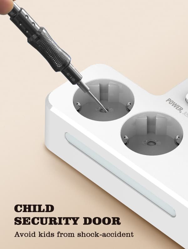 LDNIO SE2337 20W 5-portars USB PD-laddare med 2 EU-utgångar + 2 USB-A + USB-C PD QC3.0 Snabbladdningsadapter för väggladdare EU-kontakt