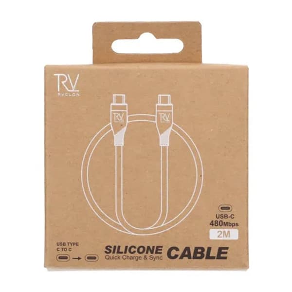 Rvelon USB-C Laddkabel 60W Snabbladdning 2m - Vit