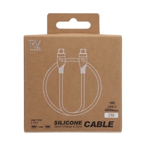 Rvelon USB-C Flätad Laddkabel 60W Snabbladdning 2m - Vit