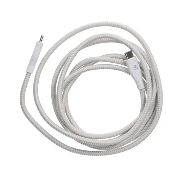 Rvelon USB-C Flätad Laddkabel 60W Snabbladdning 2m - Vit