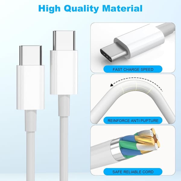 USB-C-kabel 1m – Hurtiglading for iPhone 15/16 og Android