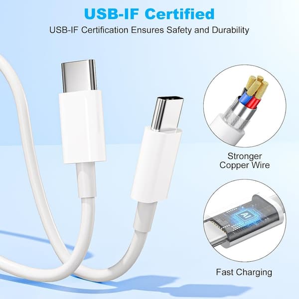 USB-C-kabel 1m – Hurtiglading for iPhone 15/16 og Android