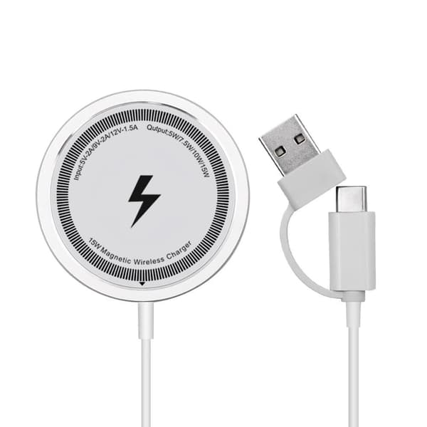 Mag-Safe Langaton Laturi – Magneettinen Latausalusta iPhone 16/15/14/13/12 ja AirPods Prolle, Max 15W Pikalataus Valkoinen