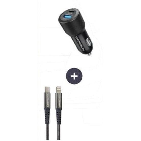 Laddare + kabelpaket - THOMSON - 60 W billaddare - C till L 5A kabel - Längd 1,5 m