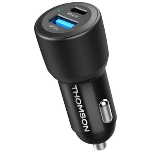 Billaddare - THOMSON - 60 W - Helt ny generation av nätteknik - USB-C - PD 30 W + USB-A QC 3.0 - 30 W