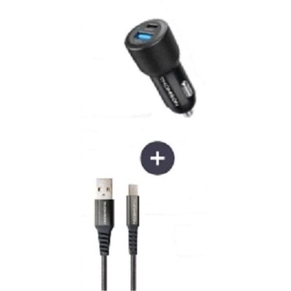 Laddare + kabelpaket - THOMSON - 60 W billaddare - USB-A till C 3A-kabel - längd 1,5 m