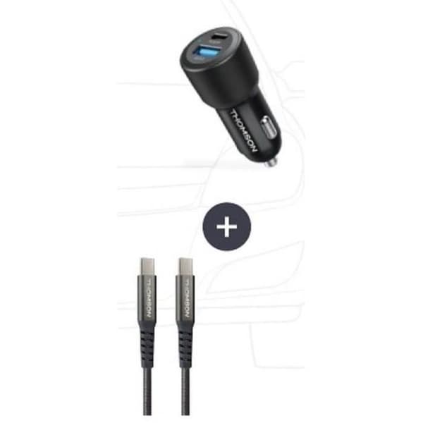 Laddare + kabelpaket - THOMSON - 60 W billaddare - 65 W C till C-kabel - 1,5 m