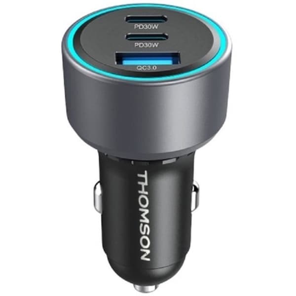 Billaddare - THOMSON - 60 W - Helt ny generation av nätteknik - 2 USB-C - PD 30 W + USB-A - QC 3.0 - 18 W