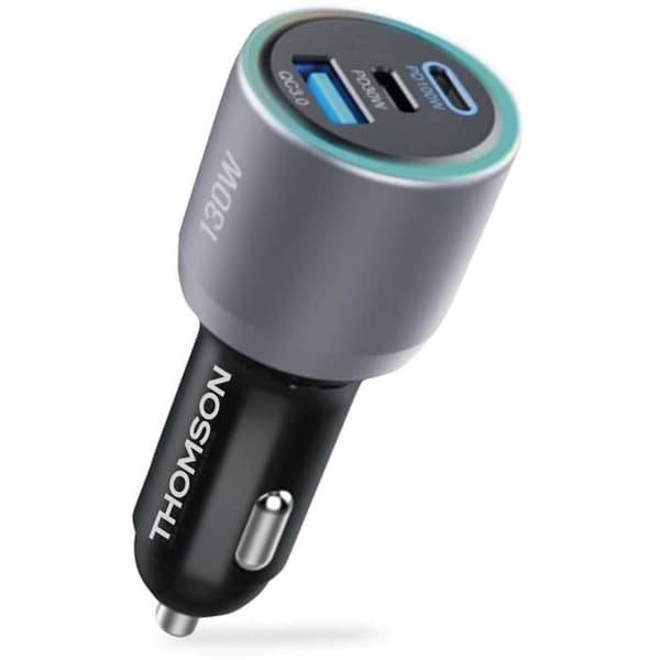 Billaddare - THOMSON - 130 W - Helt ny generation GaN-teknik - 2 USB-C - PD 100 W + PD 30 W