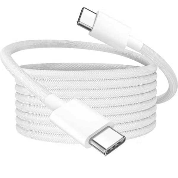 USB-C-kabel 2m – USB-C til USB-C-kabel nylonflettet for iPhone 17/16/15, iPad, MacBook, Samsung og flere